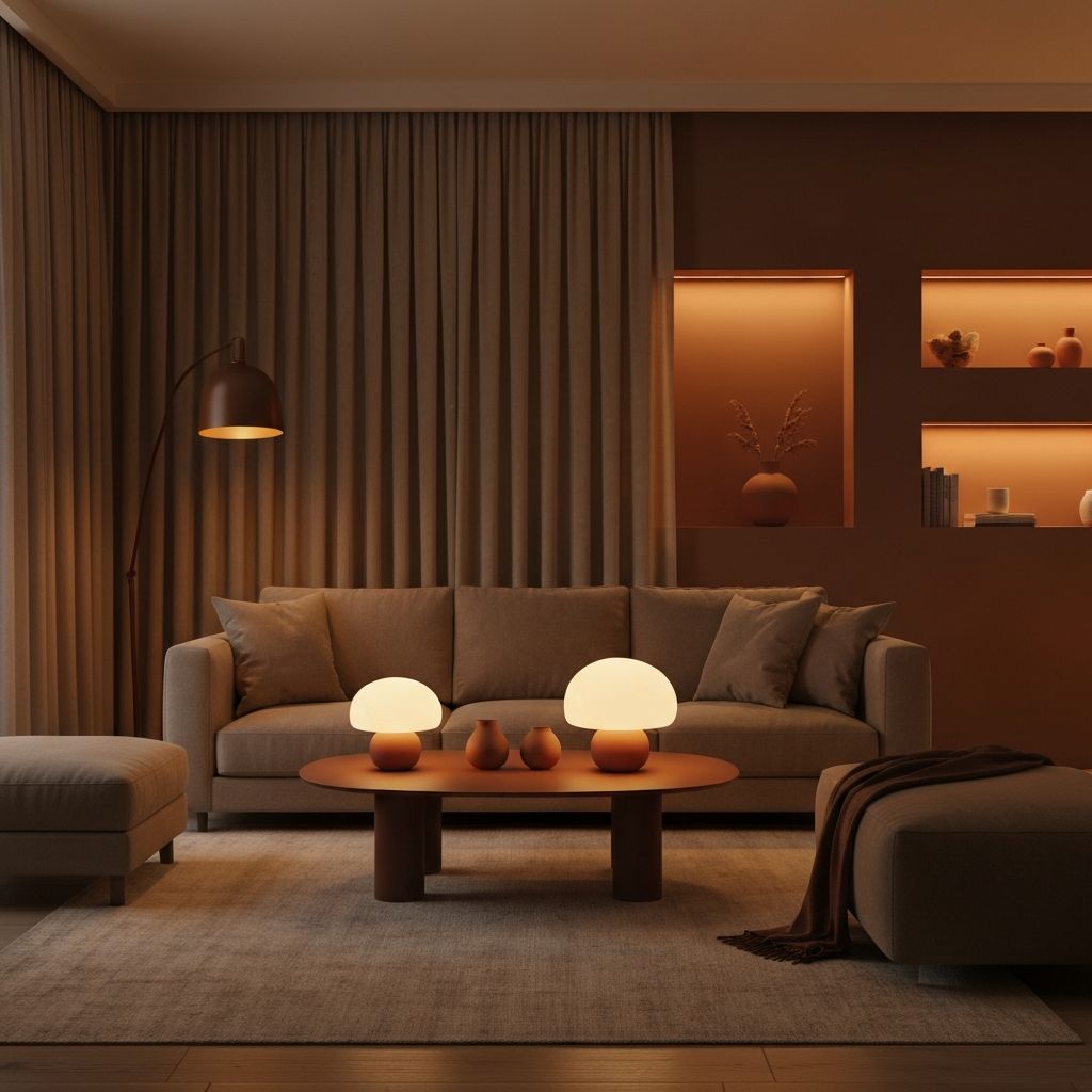 Современный интерьер с теплым светом