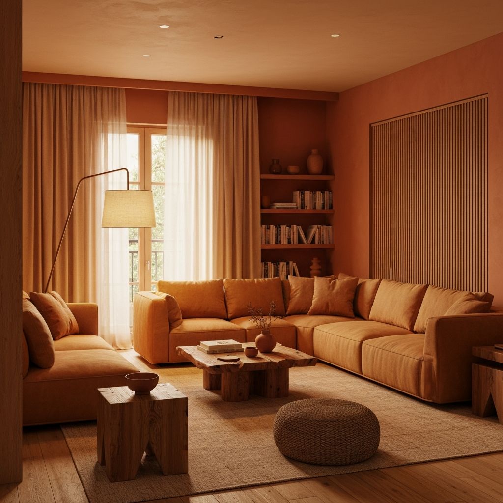 Гостиная с теплым освещением